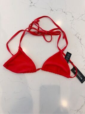 PrettyLittleThing Bright Red Triangle Bikini Top